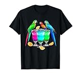 Parrots Drinking Margarita Tropical Birds Vacation Hawaiian T-Shirt