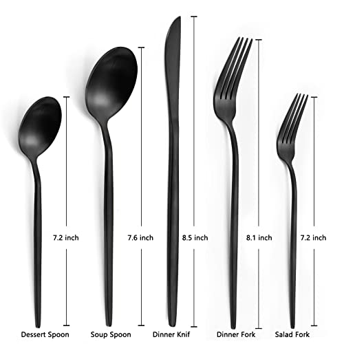 Matte Black Silverware Set, Lazahome Stainless Steel Flatware Cutlery Set Service For 4, 20-Piece Kitchen Utensil Set Include Spoons And Forks Set, Satin Polished Finished, Dishwasher Safe. #TOP1