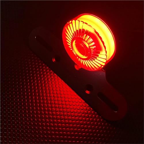Feu de stop moto rétro rouge résistant aux vibrations avec son support de plaque solide - 4