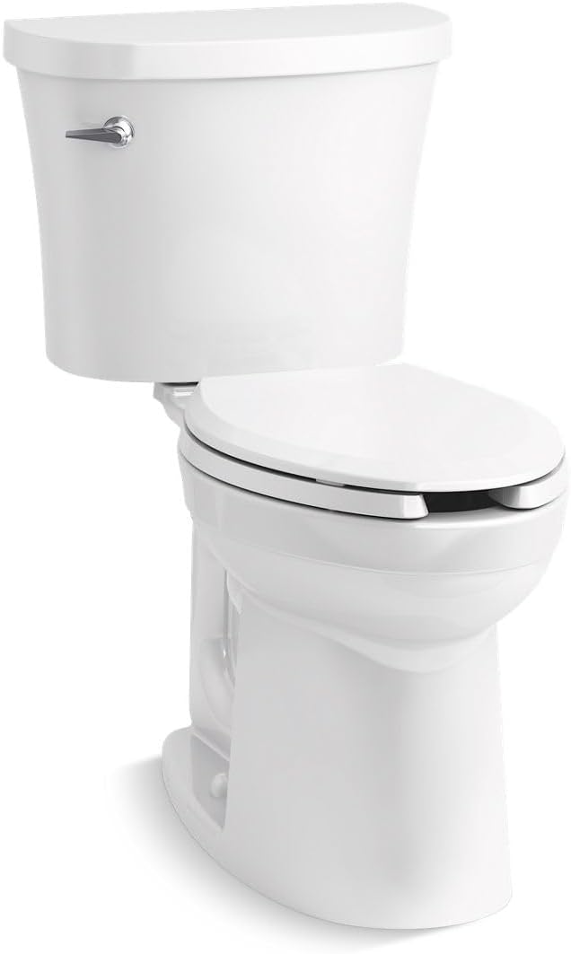 KOHLER Kingston™ Comfort Height® two-piece Elongated 1.28 gpf Toilet with Left-hand Trip Lever and Antimicrobial Finish