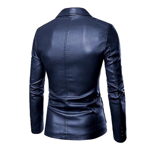 Men's 2 Button Leather Blazer Sport Coat Casual Notched Collar Suit Jacket Slim Formal Faux Leather Blazer Jacket2