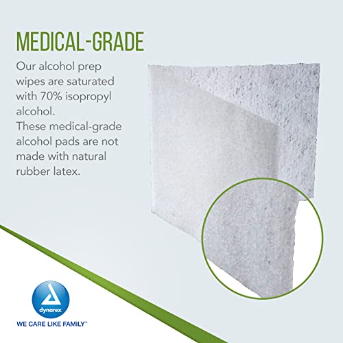 Dynarex Alcohol Prep Pads, Medical-Grade And Non-Woven Prep Pads, Saturated With 70% Isopropyl Alcohol, Rapid-Acting Antiseptic Wipes, 1-Ply, Medium, 1 Box Of 100 Alcohol Prep Pads #TOP2