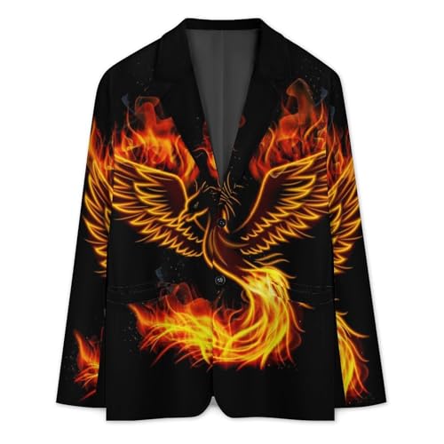 Flaming Phoenix Bird Mens Blazer Suit Jacket Lightweight Slim Fit Casual Coat3