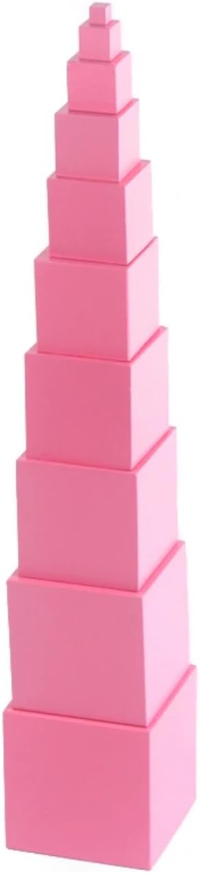 DANNI Montessori Kids Wood Math Toy Pink Tower Solid Wood Cube 0.7-7CM Early Preschool Educational Toys Christmas Children Day Gifts