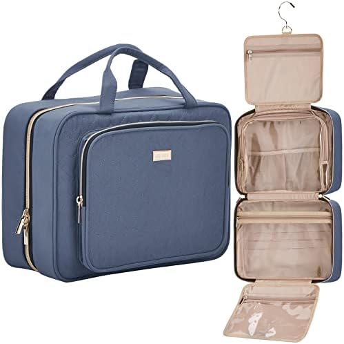 NISHEL Large Size Toiletry Bag for Women, Travel Essentials Organizer, Hanging Makeup Case for Accessories, Cosmetics, Toiletries, Aegean-Blue