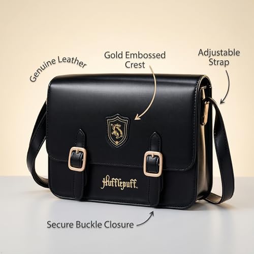 Image of MINISO Harry Potter Preppy Style Crossbody Bag for Women, Lightweight Travel Shoulder Bag, Sling Bag (Black)