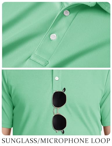 TACVASEN Mens Golf Shirt Dry Fit Mens Polo Shirts Short Sleeve Performance Golf Polos for Men with Collar Work Shirts Mint Green, XL — view 5