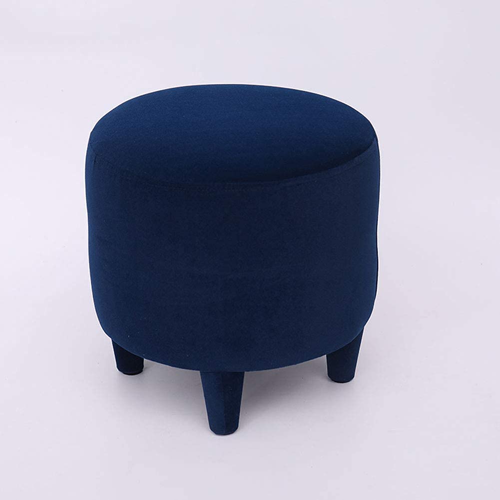 Pouf rond pouf repose-pieds table basse de salon tabouret nordique en bois bleu