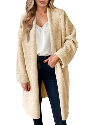 Saodimallsu Womens Long Cardigan Sweaters Chunky Open Front Oversized Slouchy Knit Fall Trendy Coatigan Jackets Apricot Yellow