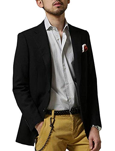 UMISS Homem blazer estilo clássico fato de dois botões casaco separado, PRETO, 64