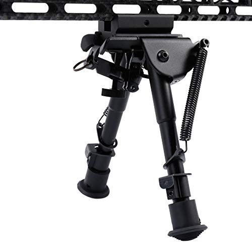 Pinty Rifle Tactical Bipod Adjustable Spring Return Adapter Compatible with Picatinny Rail System Adjustable 6-9 Inch Height (Hardened Steel and Aluminum)