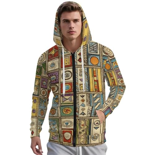 Old Tarot Cards in Vertical Layout Men's Hoodies with Zipper Lightweight Long Sleeve Casual Sweatshirts2