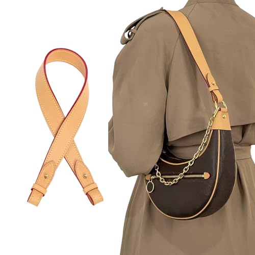 Image of Genuine Vachetta Leather Shoulder Bag Strap Replacement for Graceful Handbag(BEESWAX-Length:25.6in)