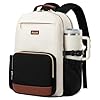 LOVEVOOK Mochila para laptop para mujer, Beige – Negro – Castaño, Mochila de viaje para computadora portátil, profesor, trabajo, diario, mochila
