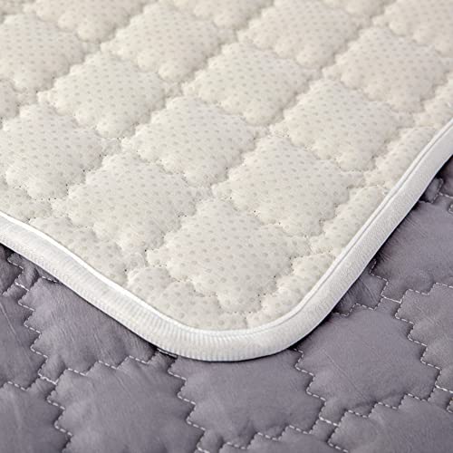 vctops Farmhouse Solid Color Sofa Slipcover Non Slip L Shape Sofa Cover Lace Trim Plaid Quilted Sectional Couch Cover Furniture Protector Cover for Pets Kids Children Dog Cat (Gray,28"x59")