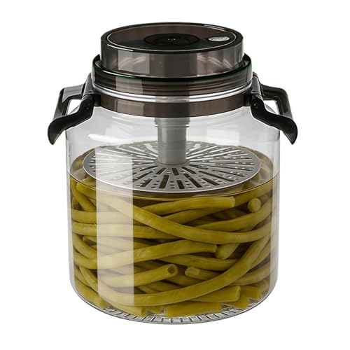 Tarro de pepinillos, jarra hermética de 5 L con asa, soporte para pepinillos, para cocina, despensa, encimera, alimentos, harina, azúcar, café