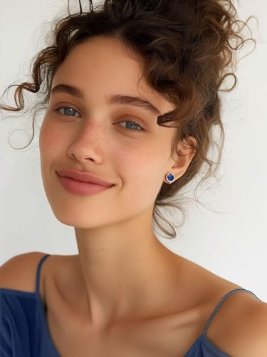 Silvora 925 Silver 8MM Cubic Zirconia Birthstone Clip On Stud Earrings Round Non Pierced Earrings For Women,Come with Box3