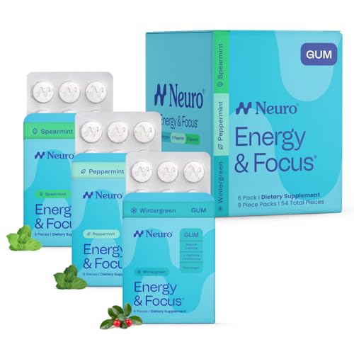 Neuro Variety Pack Gum - Energy & Focus Gum (Peppermint, Spearmint, Wintergreen) - Nootropic...