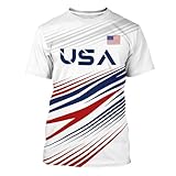 REVENEVER America Soccer Jersey for Men USA Short Sleeve Training Shirt Breathable Sport Casual T Shirt for Soccer Fans