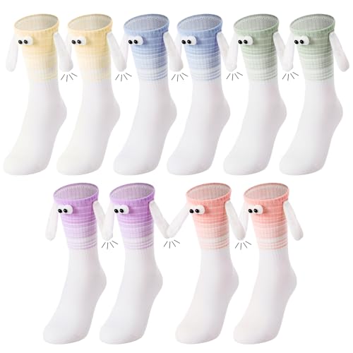 Jspupifip 5 Pairs Holding Hands Socks Funny Magnetic Couple Socks Magnetic Hand in Hands Sock for Women Men Bestie Lovers