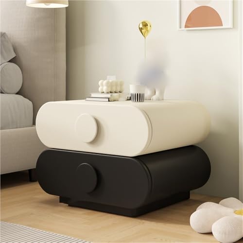 Genérico Mesita de Noche Moderna de Cuero de Microfibra, con cajones curvos, de Madera Maciza, Mueble de Almacenamiento pequeño para Dormitorio (Gris, 35 cm)