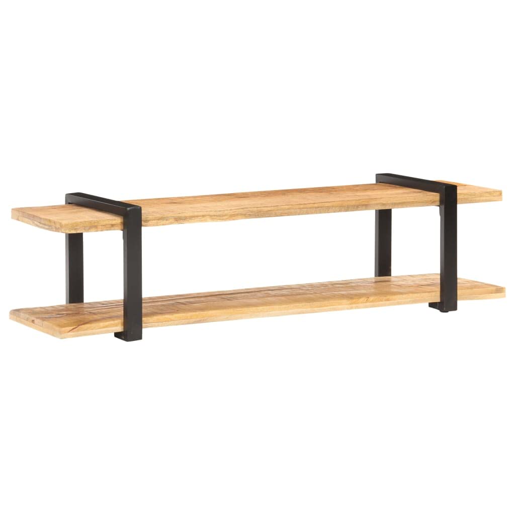 TV-Ständer, TV-Schrank, 160 x 40 x 40 cm, massives raues Mangoholz, Wohnzimmer, Media-Center, Aufbewahrungskonsole