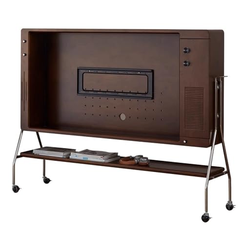 Soporte móvil para TV con ruedas 360° color marrón miniatura 1