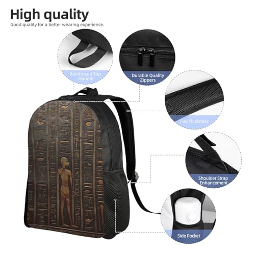 Travel Laptop Backpack For Women Men,Waterproof Lightweight Cute Backpack Ancient Egyptian Hieroglyph Casual Daypack3