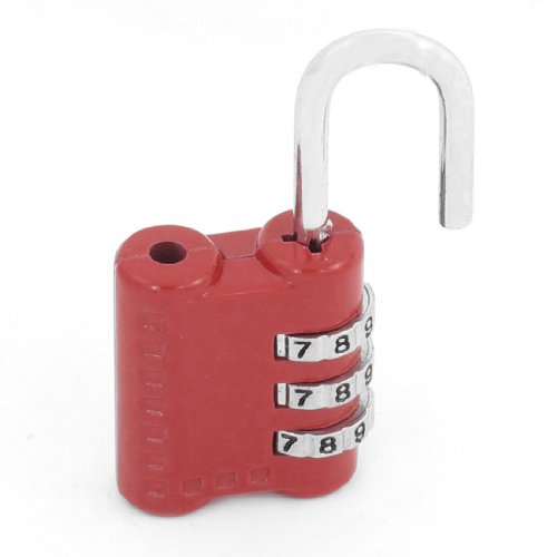 Image of Aexit Red Metal Padlocks & Hasps 3 Dial Digit Combination Password Suitcase Code Combination Padlocks Lock Padlock