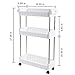 Aogist 3 Tier Slim Storage Cart Mobile Shelving Unit Slide Out Storage Tower for Kitchen Bathroom Laundry Room Narrow Places(White)