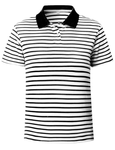 COZYPOIN Boys Girls Polo Shirts Striped Short Sleeve Golf T Shirt School Button Collared Tee for Kids, 5-14 Years