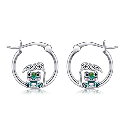 Boucles d'oreilles grenouille argent 925 femme bijou animalier pur