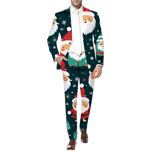 Veste de Noël homme casual pour soirée festive costume bleu imprimé chic réveillon original