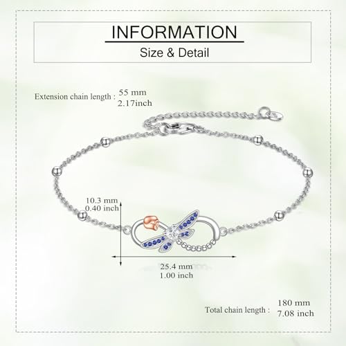 Dragonfly Bracelet 925 Sterling Silver Infinity Dragonfly Bracelet Jewelry Gifts for Women3
