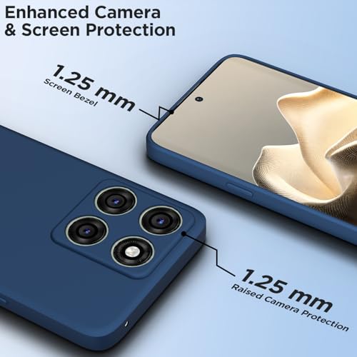Image of Outlouders Back Cover for Motorola Moto Edge 60 Pro 5G | Camera Protection | Durable Soft Matte Silicone Bumper Case (Blue)