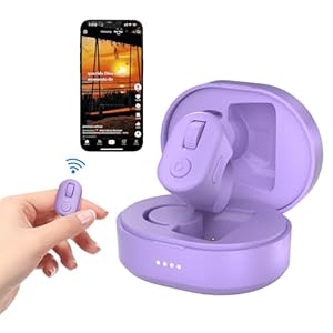 Tiktok Scrolling Ring, Bluetooth Finger Scroller Remote for Tik Tok, Page Turner for iPhone iPad & Android Tablet Ebook Reading, Remote Control Camera Video Recording for iPhone Android -Purple