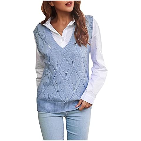 Pullunder Damen Ärmellos Strickweste Strick Elegant Strickweste Freizeit Winter Pullunder V-Ausschnitt Herbst Elegant Herbst Ärmellos Frauen Strickpullover Winterpullover Pullunder Top Cover