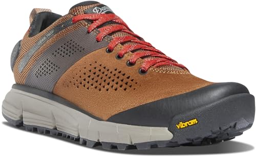 Danner Trail 2650 3” Hiking Shoes for Women - Durable Suede & Textile Upper with Breathable Mesh Lining, OrthoLite Footbed & Vibram Traction Outsole, Brown/Red - 10.5 M