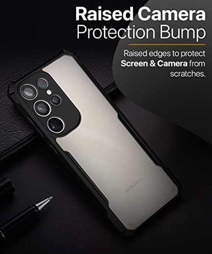 Image of WOW IMAGINE Shock Proof Clear Protective Back Case for Samsung Galaxy S23 Ultra 5G - AirEDGE Technology | 360 Degree Camera Protection | Transparent Hybrid Back Case Mobile Cover - Black
