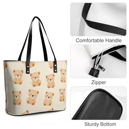 Cute Teddy Bears Pattern Women's Leather Handbag Shoulder Bag Tote Purse Bags for Shopping Travel4