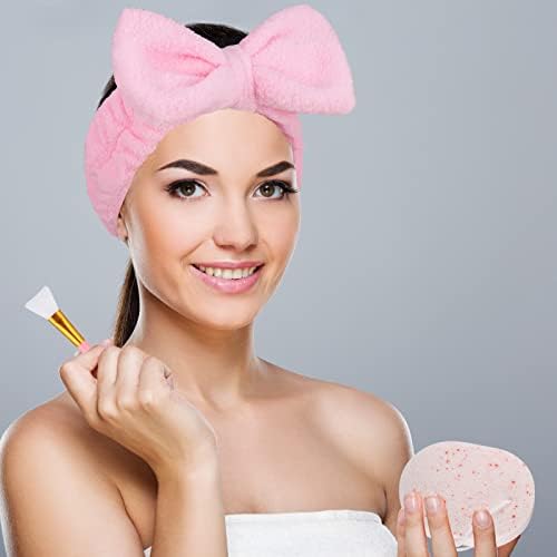 Zocipro 3 Pack Spa Headband, Facial Makeup Headbands for Women with 3 Silicone Face Mask Brush and 2 Washing Sponge, Elastic Skincare Headband For Facial Cosmetic Shower Yoga Sports