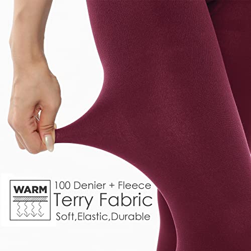 Image of G&Y 2 Pairs Fleece Lined Tights for Women - 100D Opaque Warm Winter Pantyhose Footless Tights