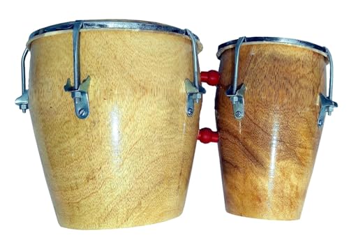 Image of 7 inch Size Professional Long Lasting Two Piece Wooden Bongo Drum Set - Natural