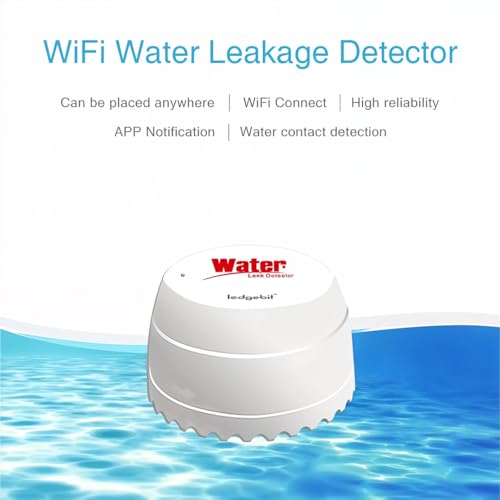 Image of Ledgebit Wi-Fi Smart Water Leak Detector - Wireless Sensor with Real-Time Alerts | Battery Powered | Alexa & Google Compatible | Compact & Easy Setup