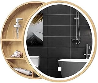 Armario LED con espejo de baño con estantes deslizantes iluminados, interruptor táctil para una solución moderna de almacenamiento montada en la pared