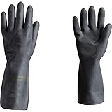 Ansell Extra 87-950 Gants en latex de caoutchouc naturel, protection contre les produits chimiques et les liquides, Noir, Taille 10 EU (Sachet de 1 paire)