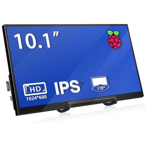 HMTECH 10.1 Inch Raspberry Pi Screen HDMI Monitor 1024x600 LCD Display 16:9 IPS Screen for Raspberry Pi 4/3/2/Zero/B/B+ Win11/10/8/7, Free-Driver Cover
