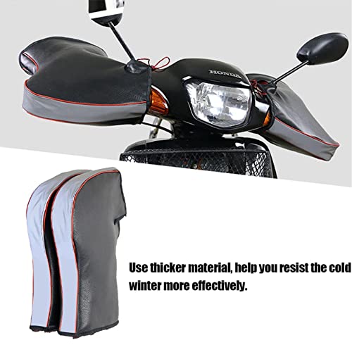 HOMRAA 1 Paire Manchons Scooter, Gants De Moto Hiver Manchon Hiver Épaissi Imperméable Coupe-Vent en Cuir PU pour Scooter, Moto – vue 2