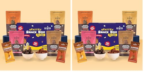 Image of Eat Better Co - Kids Healthy Snack Box - Pack of 12 - 100% Natural, Preservative-Free Snacks - Dry Fruit Laddoos for Chocolate Replacement & Jaggery Coated Nuts for Energy - Healthy Snacks for Kids - 480gm