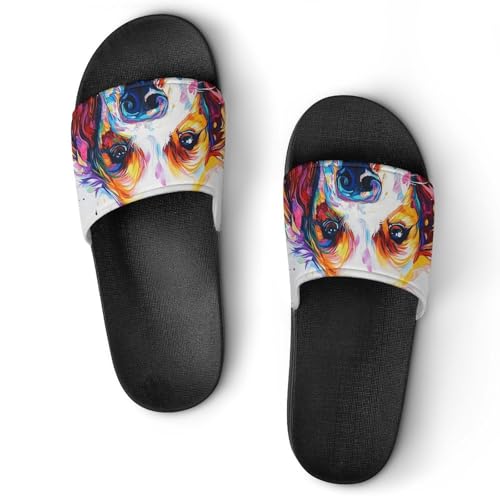 Colourful Painting of Cocker Spaniel PVC Slippers Sandals for Women Men Open Toe Soft Cushioned Non-Slip Sandal for Indoor Outdoor
